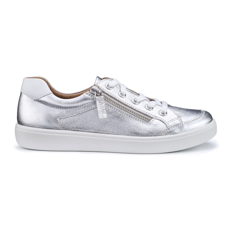 スニーカー New Court Sneakers in White & Silver Leather D.A.T.E. SNEAKERS COURT 2.0 Woman Shiny Silver | Mascheroni