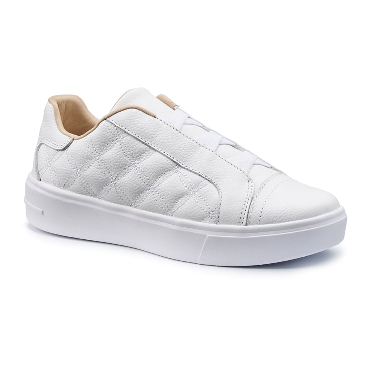 Trainers White Slip On Shoes With Laces White Leather-Look Slip On