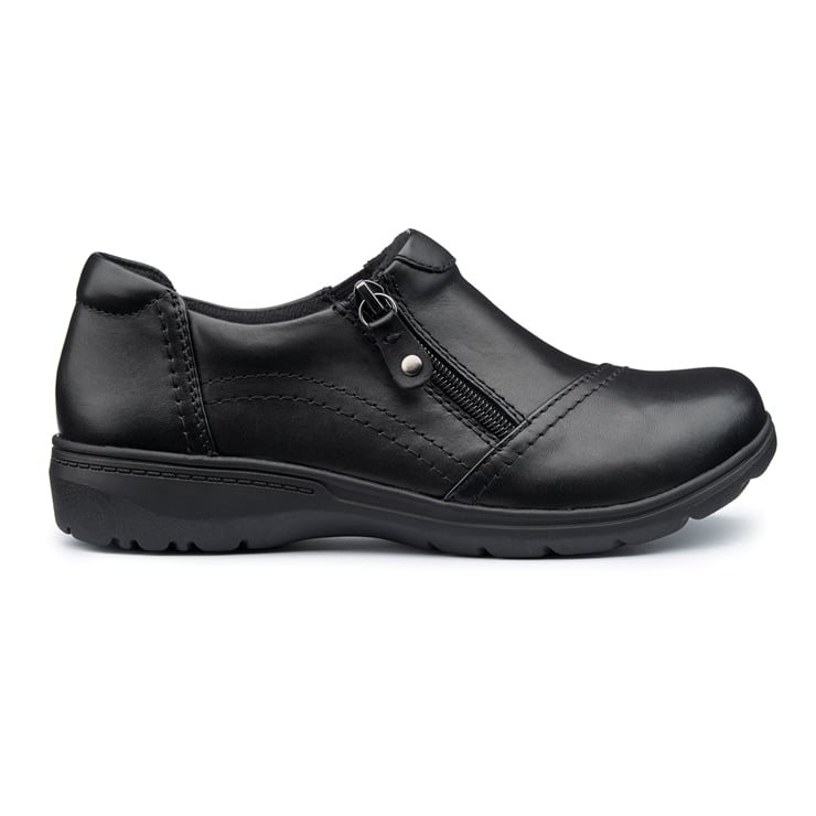 Black Women's Leather Slip-On Shoes Lope Shoes Hotter UK