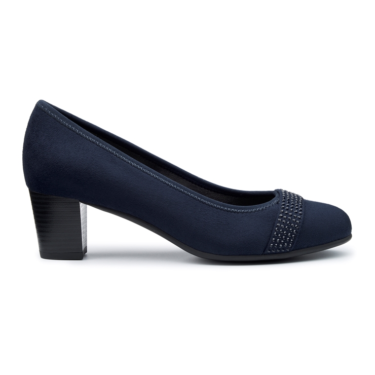 Court Shoe Navy Blue Small Heeled Shoes Navy Women's Smart Court