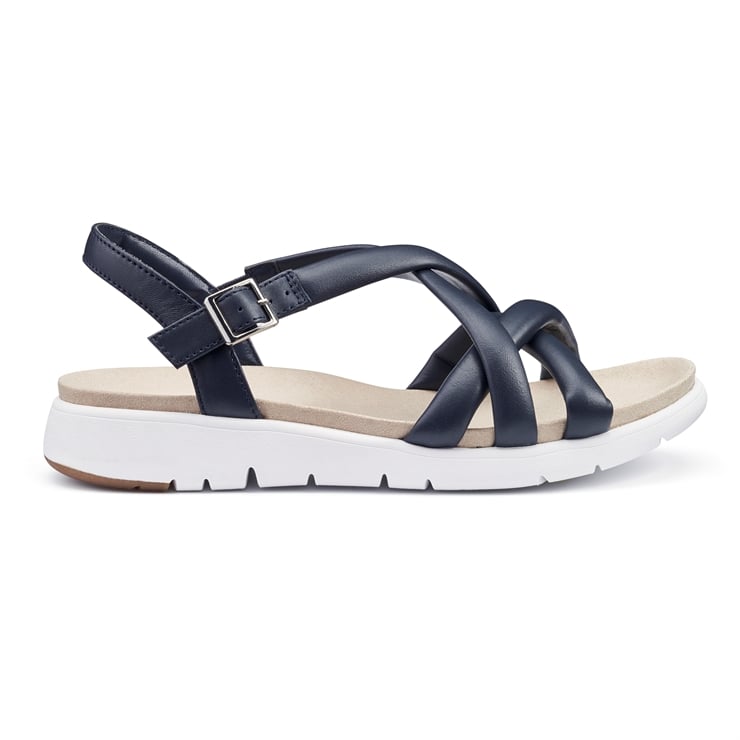 Navy Women's Padded Leather Summer Sandal Seek Sandals Hotter UK
