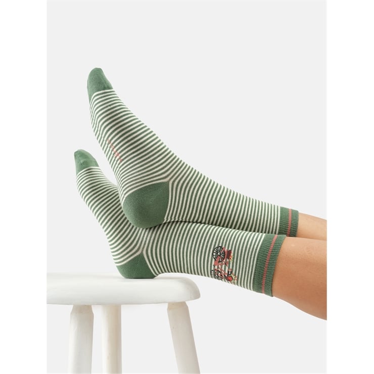 Stripe Bloom and Ride Bamboo crew sock