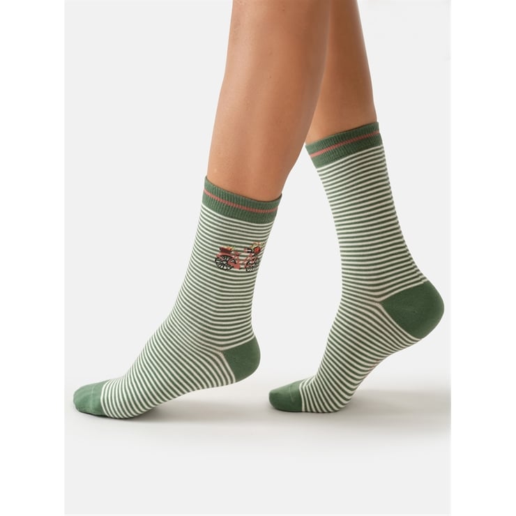 Stripe Bloom and Ride Bamboo crew sock