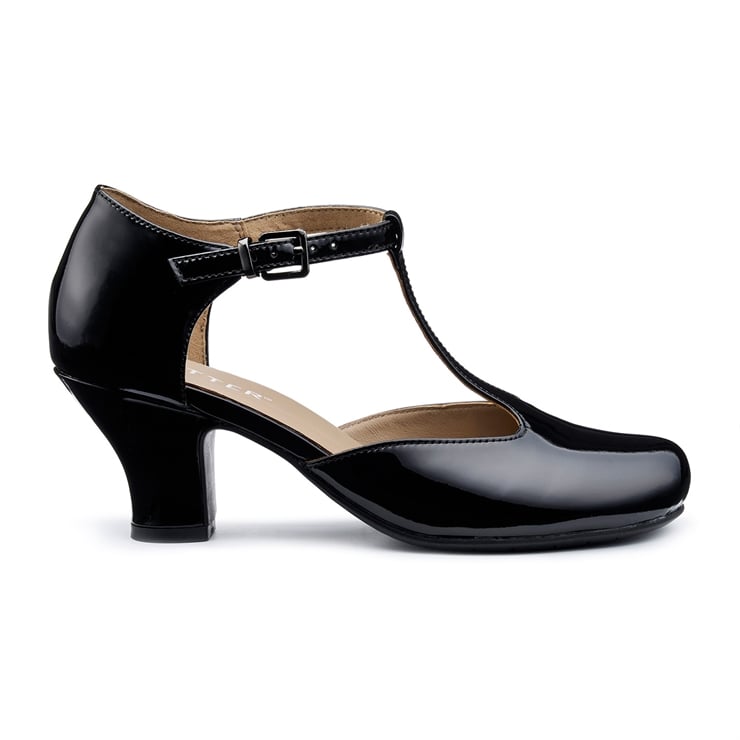 Black Women's T-Bar Heels Tempo Heels Hotter UK