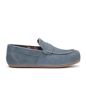 Blue - Handcrafted Women's Leather Slippers with Suede 05