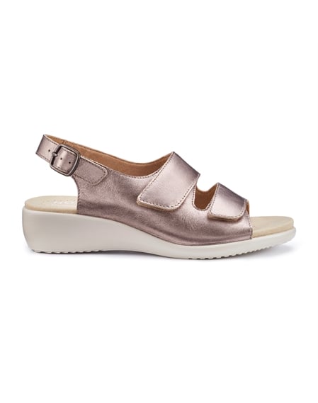 Rose Gold Cross Strap Wedge Heels In Extra Wide EEE Fit | Yours Clothing