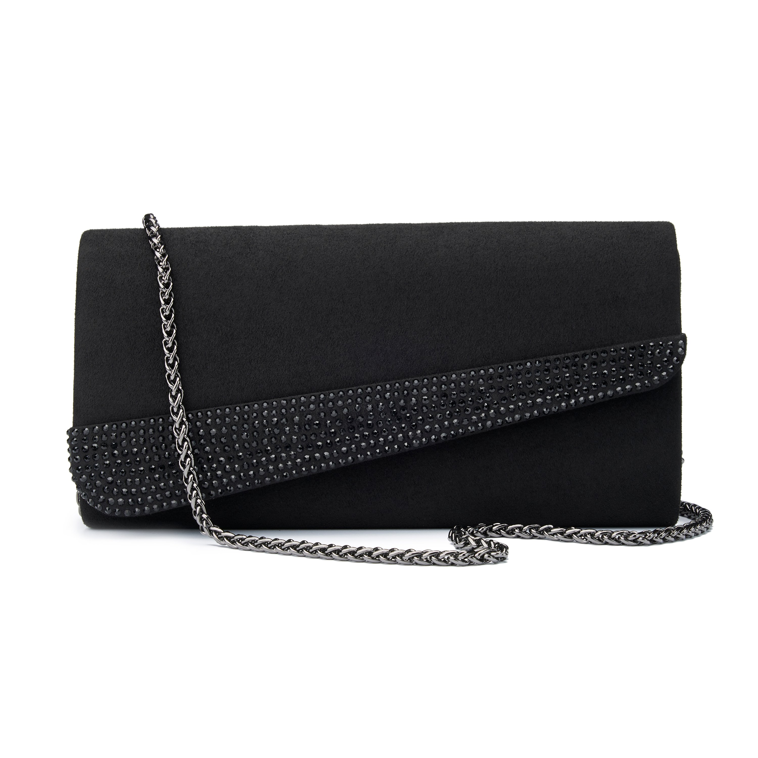 Black clutch purse with rhinestones best sale