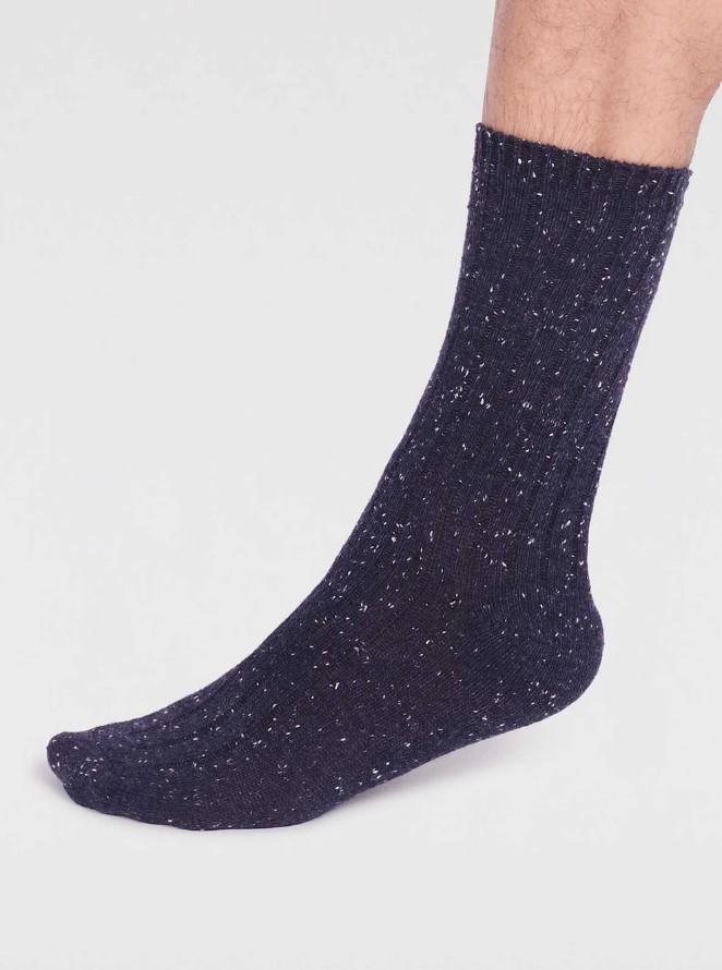 Aaron Ribbed Wool Blend Fleck Socks