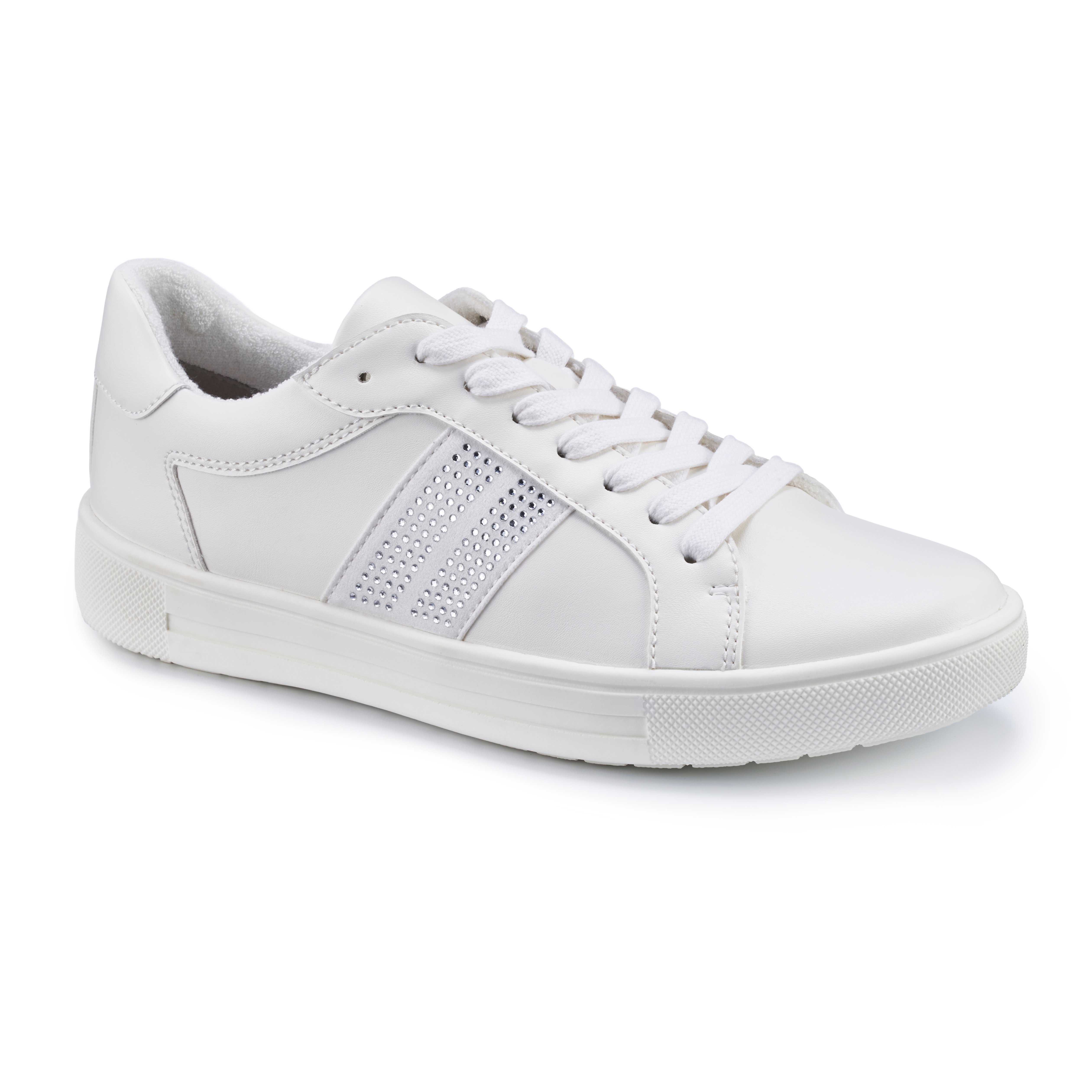 White Women s Sneaker With Rhinestone Detail Libra Sneakers Hotter US