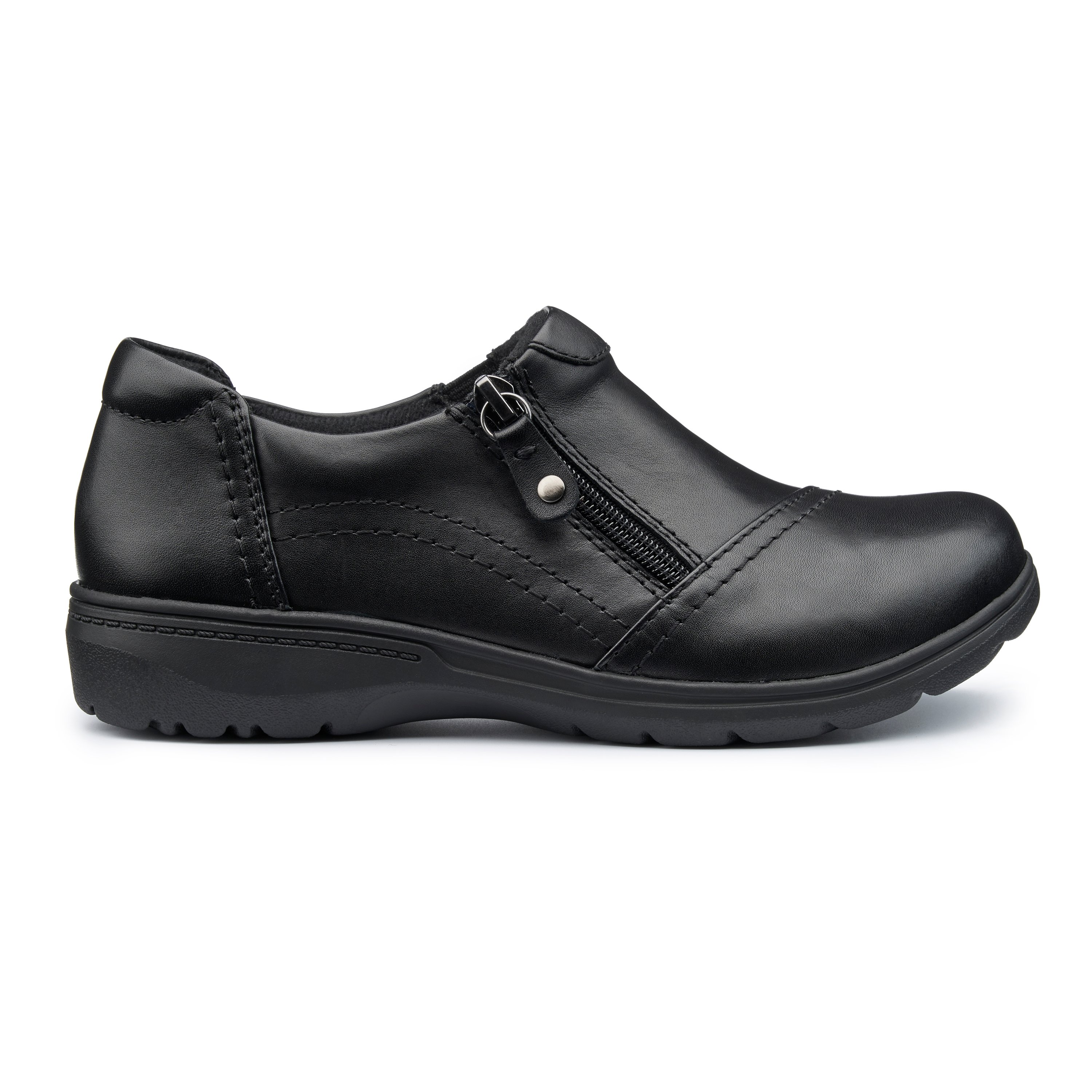 Black Women s Leather Slip On Shoes Lope Shoes Hotter US