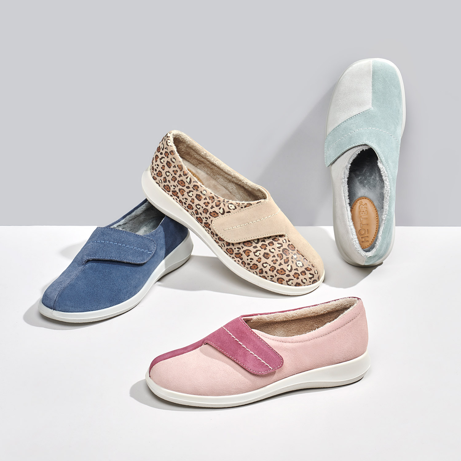 Dark Denim | Women's Adjustable Classic Suede Slipper | Wrap Slippers |  Hotter UK